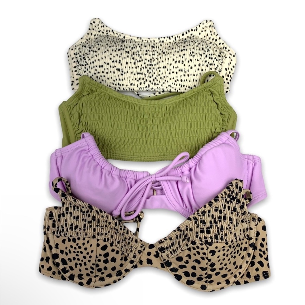 NEW! BUNDLE Xhilaration Lot of 4 Bikini Bralette Smocked Underwire Swim Tops XS - Picture 10 of 12